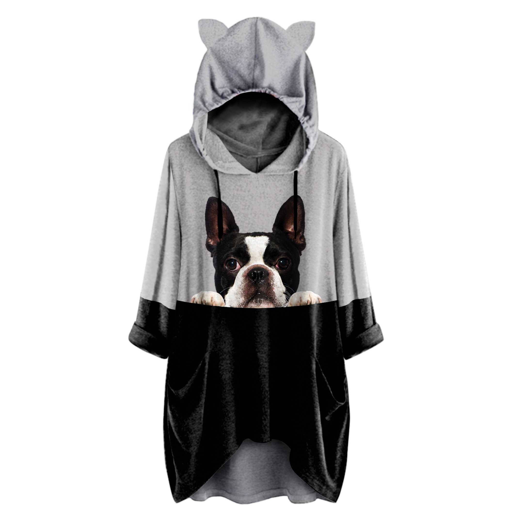 Can You See Me Now – Boston Terrier Hoodie With Ears V1