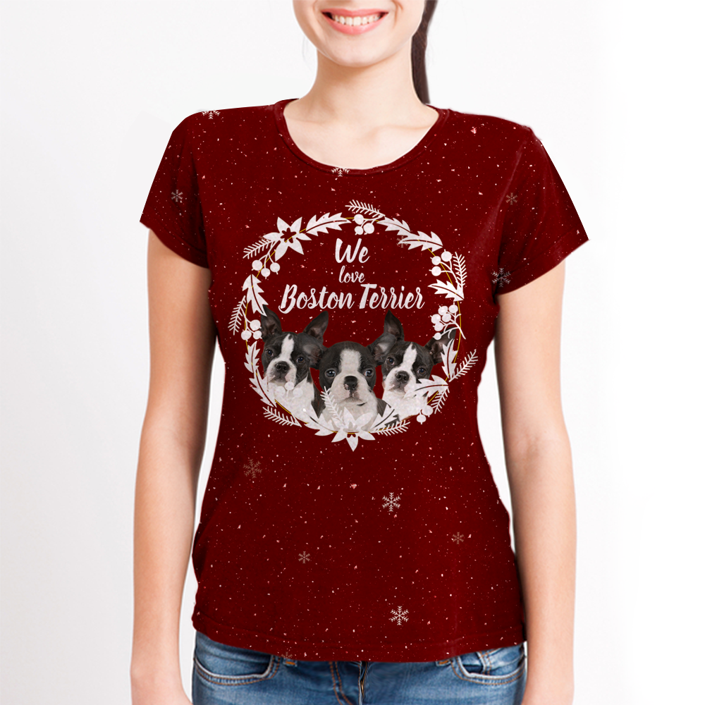 Autumn Winter Boston Terrier T-shirt V1