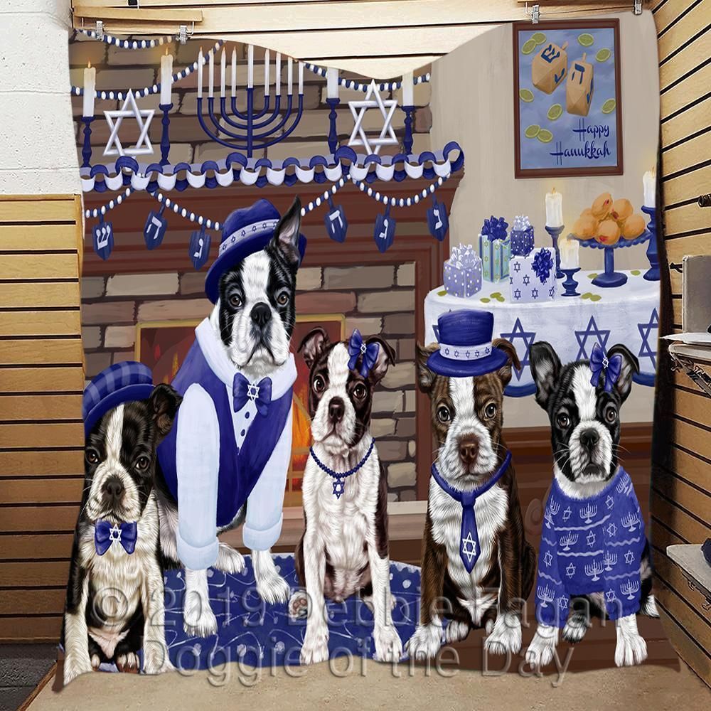 Boston Terrier Happy Hanukkah All Quilt CIEQA