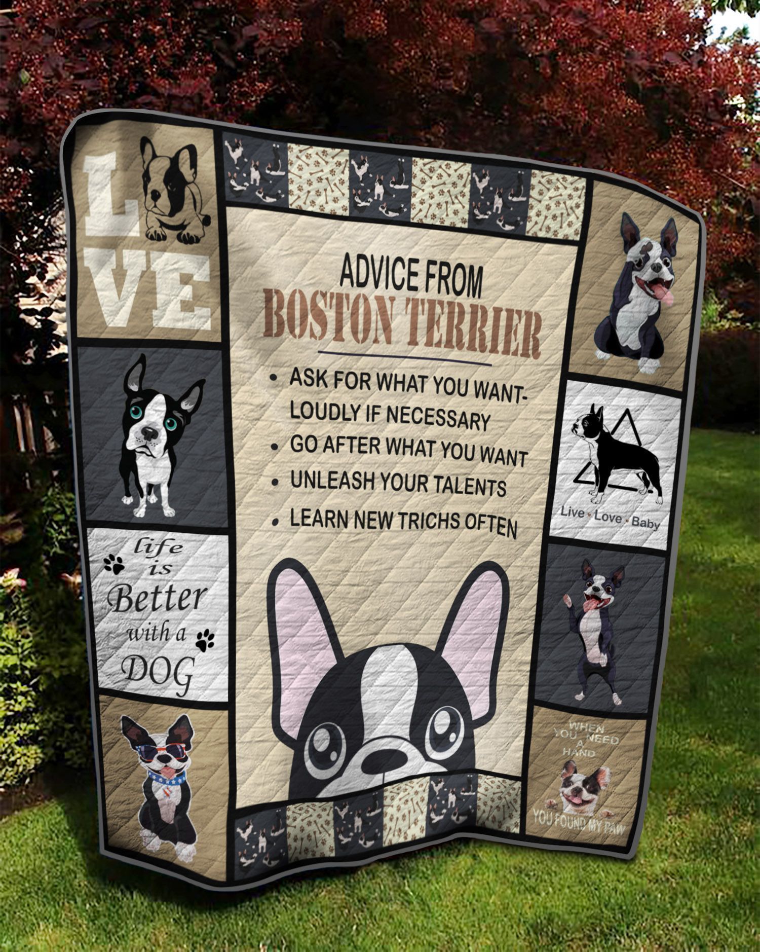 Boston Terrier Dog Quilt CIDOR