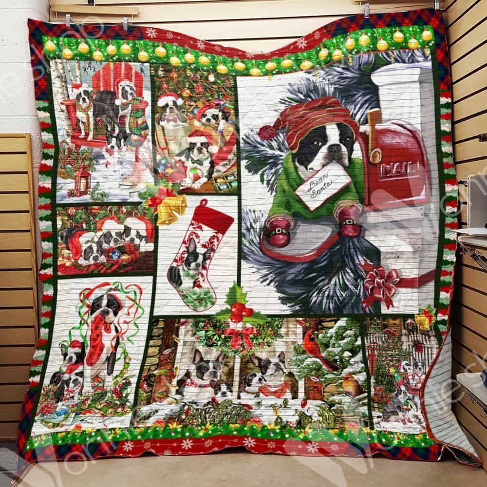 Boston Terrier Christmas HUR Quilt UUUU