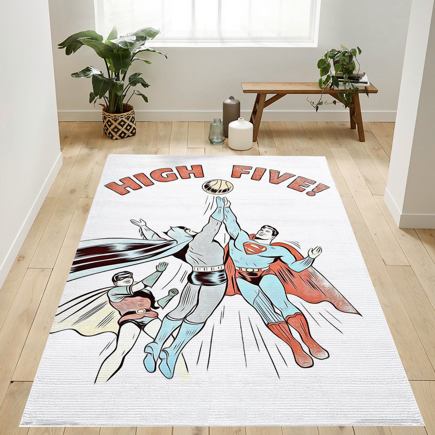 Dc Comics Batman Robin Superman High Five Rug Bedroom Rug Home US Decor