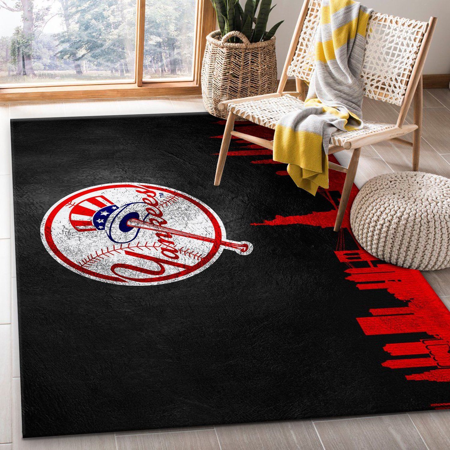 New York Yankees Skyline Area Rug For Christmas, Living room and bedroom Rug, Home Decor Floor Decor