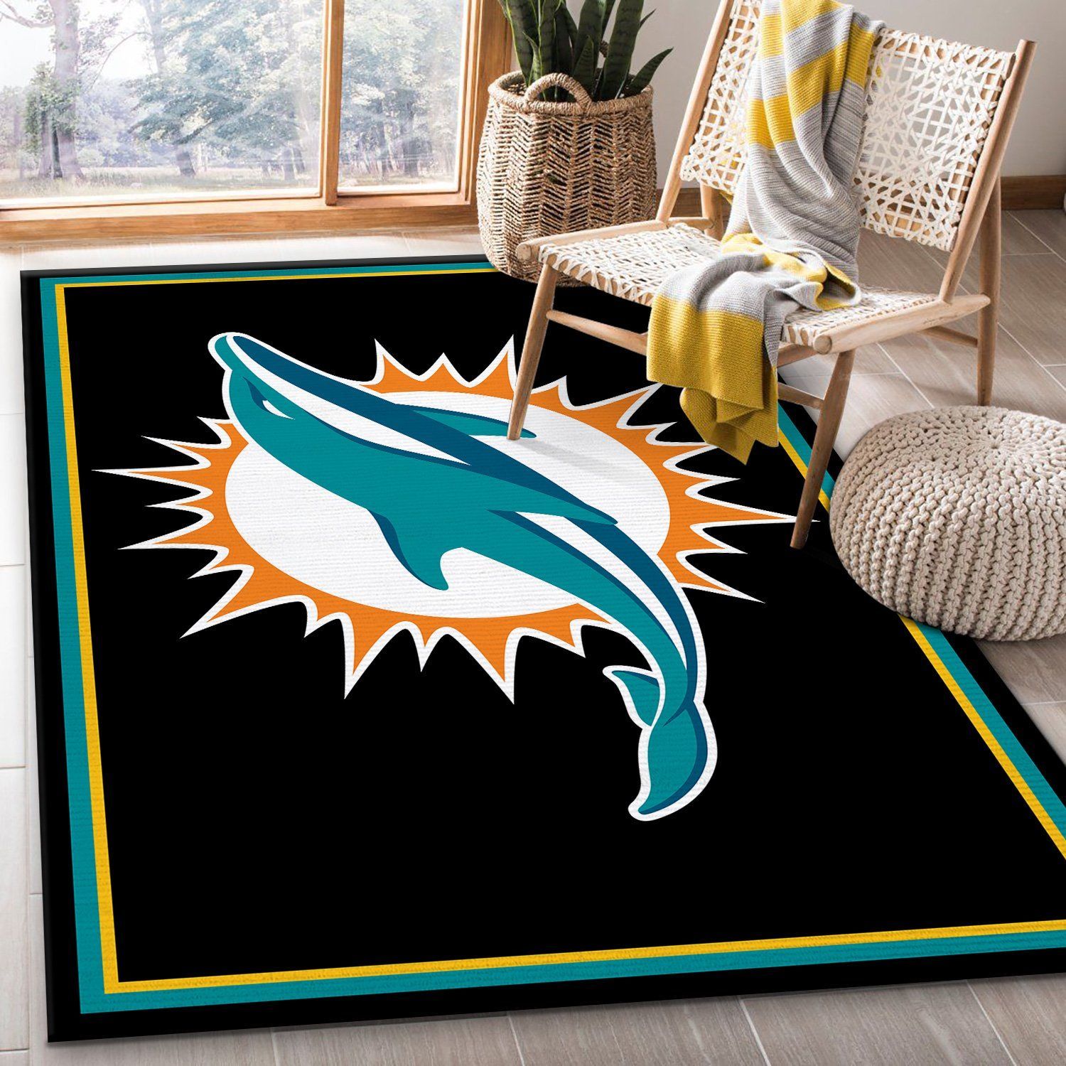 Miami Dolphins rug Football rug Floor Decor Gifts for Parents