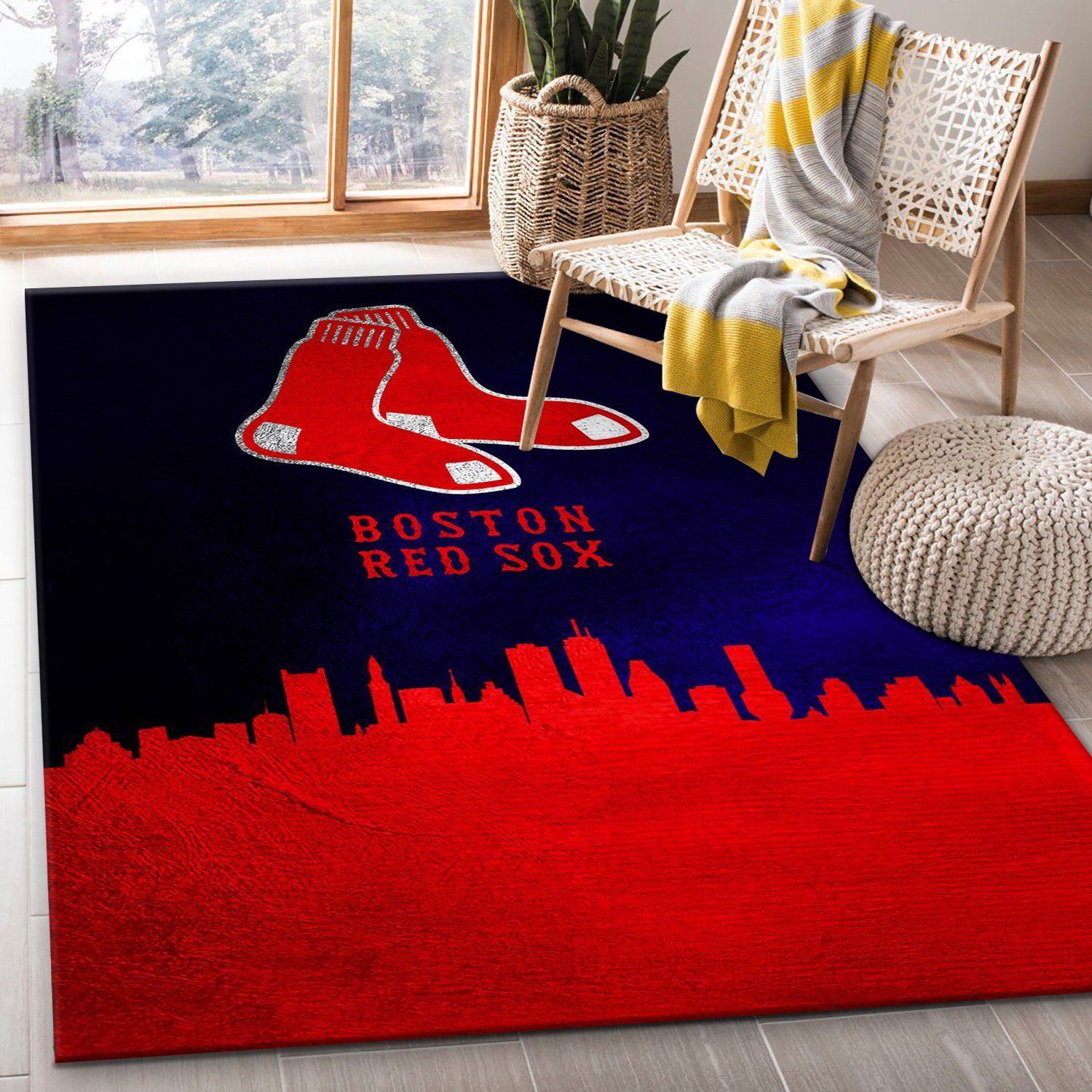 Boston Red Sox Skyline Area Rug For Christmas, Bedroom, Home US Decor