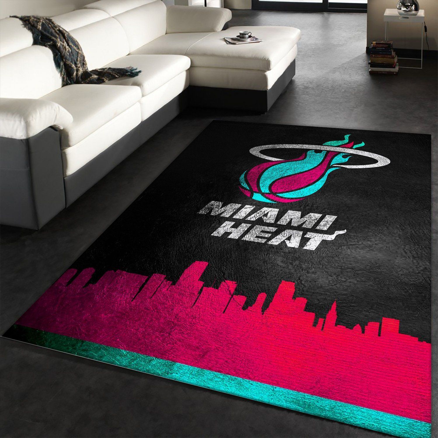 Miami Heat Vice Skyline Area Rug For Christmas, Living room and bedroom Rug, Home US Decor