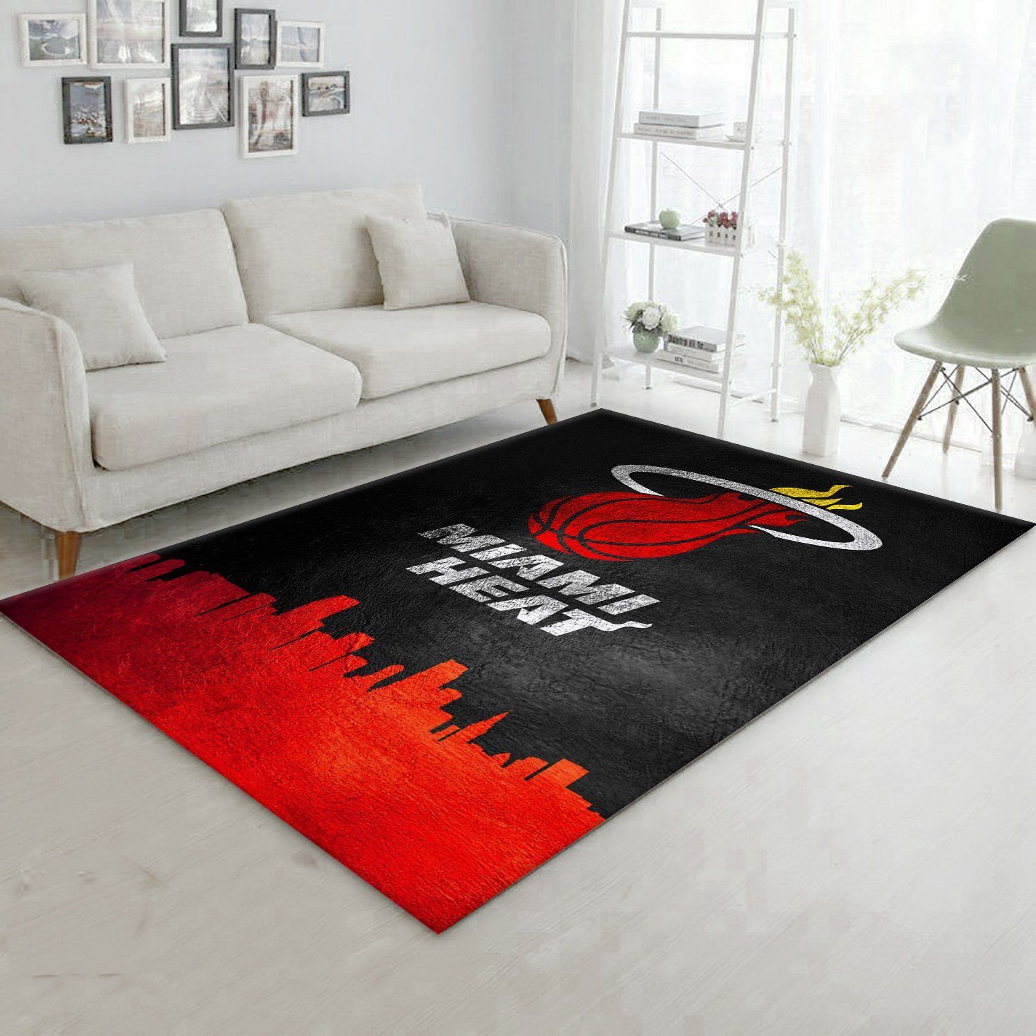 Miami Heat Skyline Area Rug Carpet, Bedroom, Family Gift US Decor