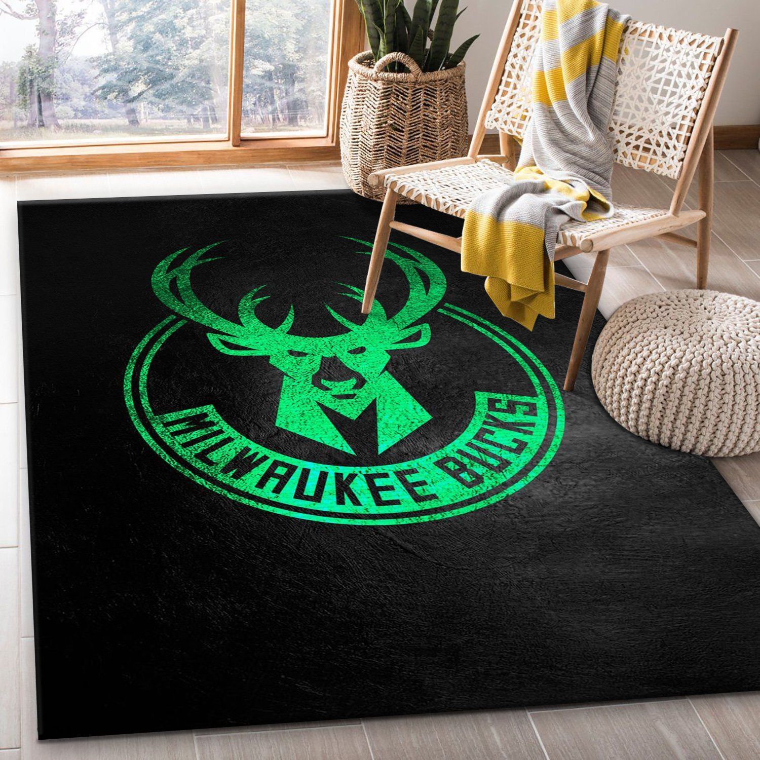 Milwaukee Bucks Area Rug For Christmas, Bedroom, Family Gift US Decor