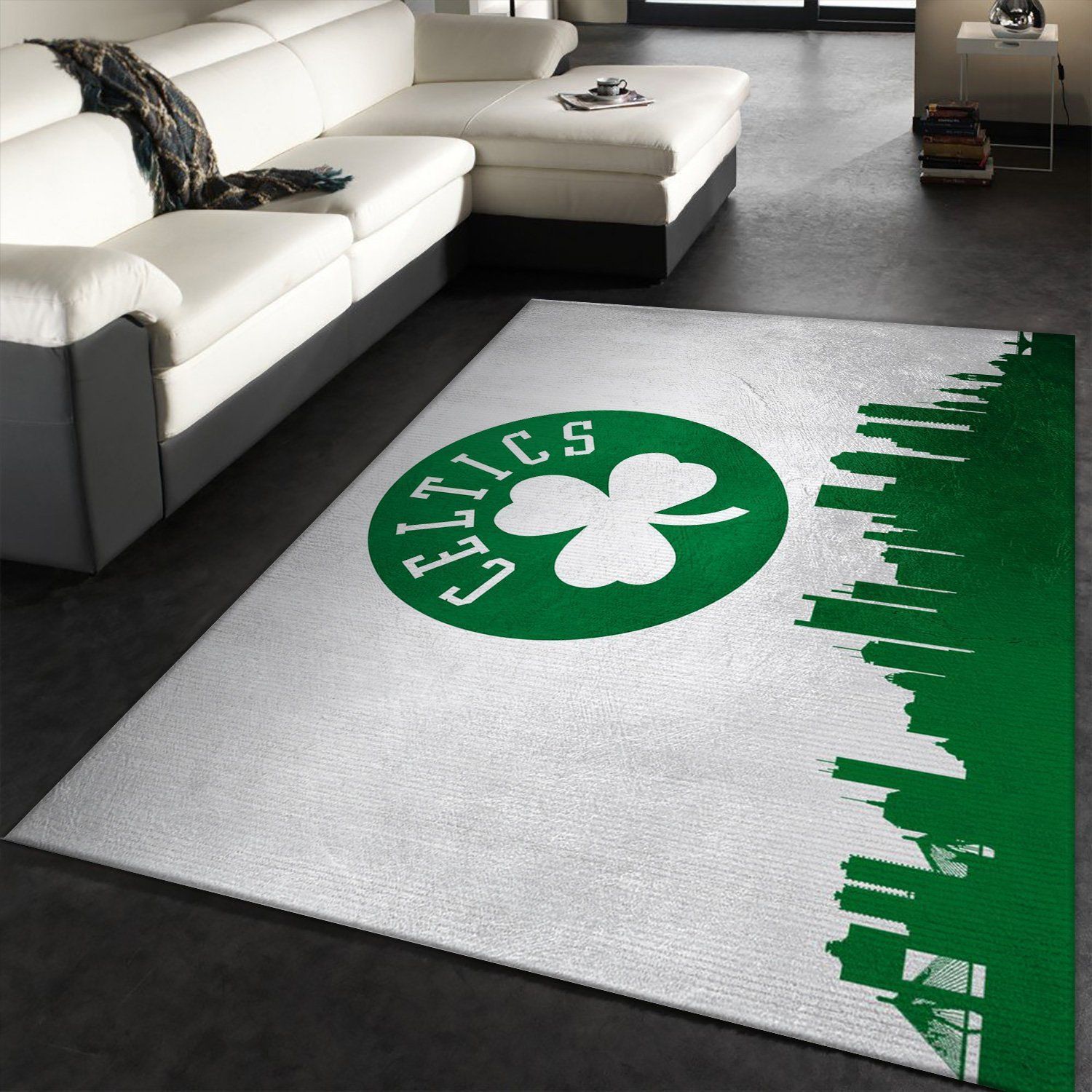 Boston Celtics Skyline Area Rug Carpet, Living room and bedroom Rug, Home Decor Floor Decor