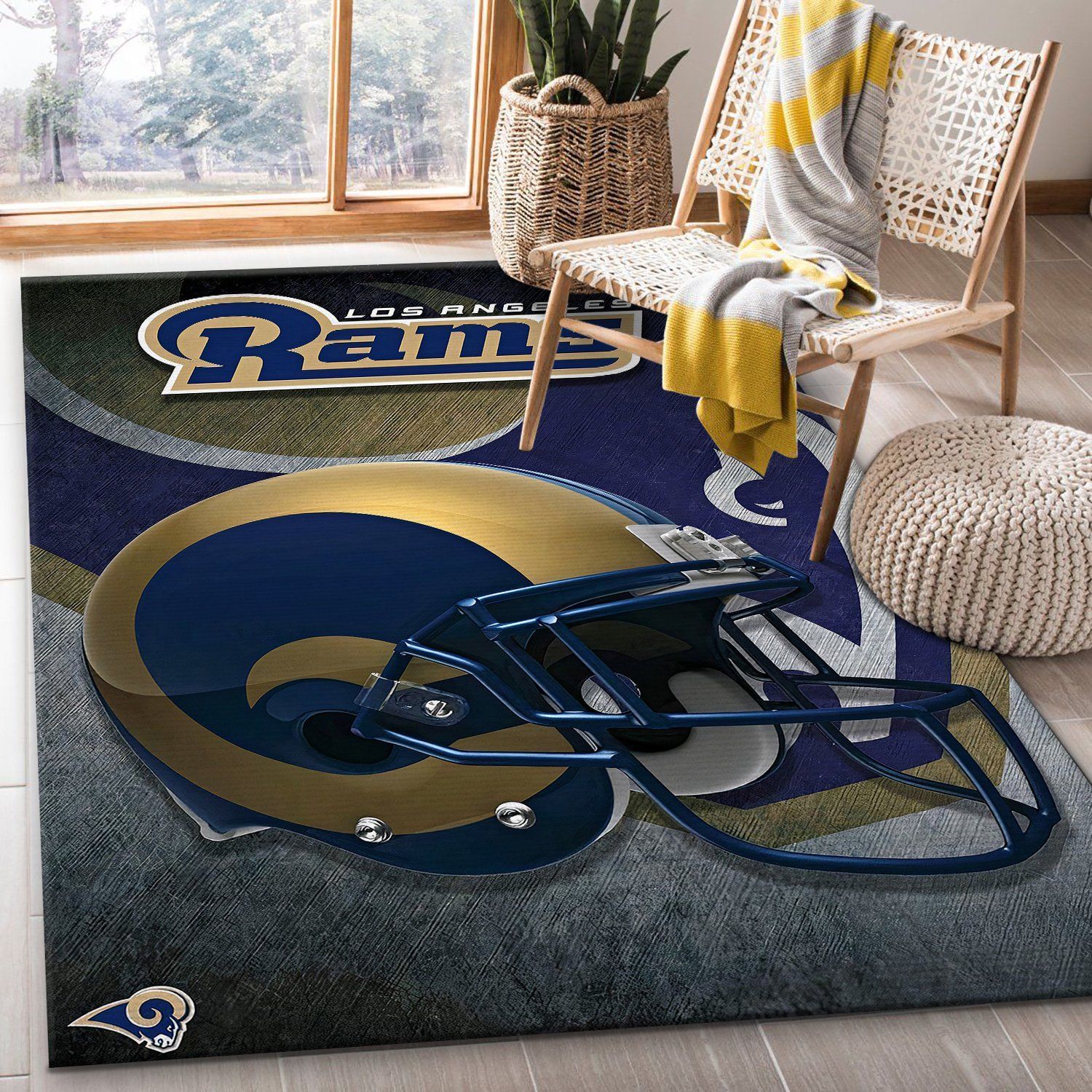 Los Angeles Rams Distressed Area Rug BB221037 Football Floor Decor The US Decor