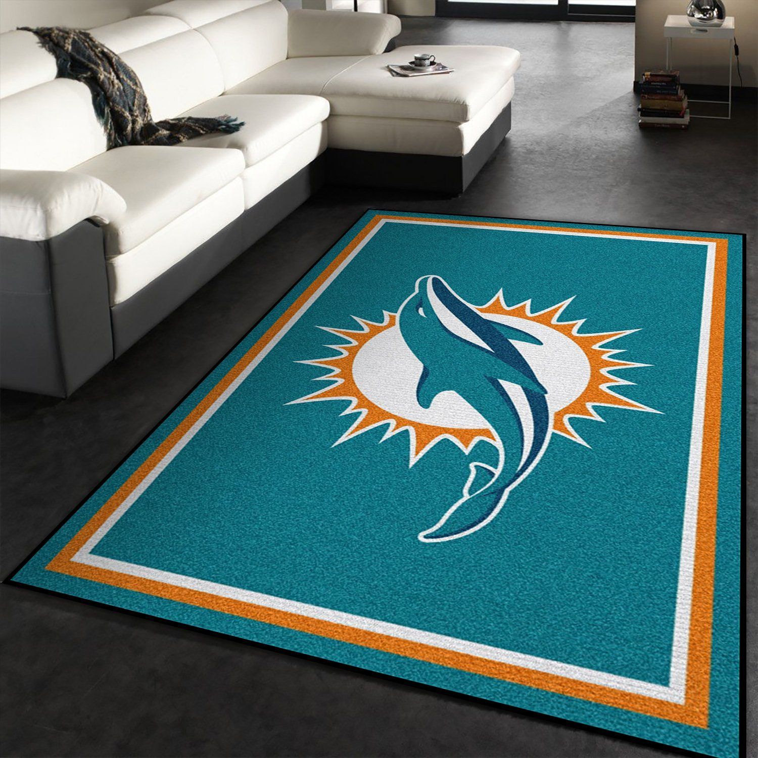 Miami Dolphins rug Football rug Floor Decor The US Decor