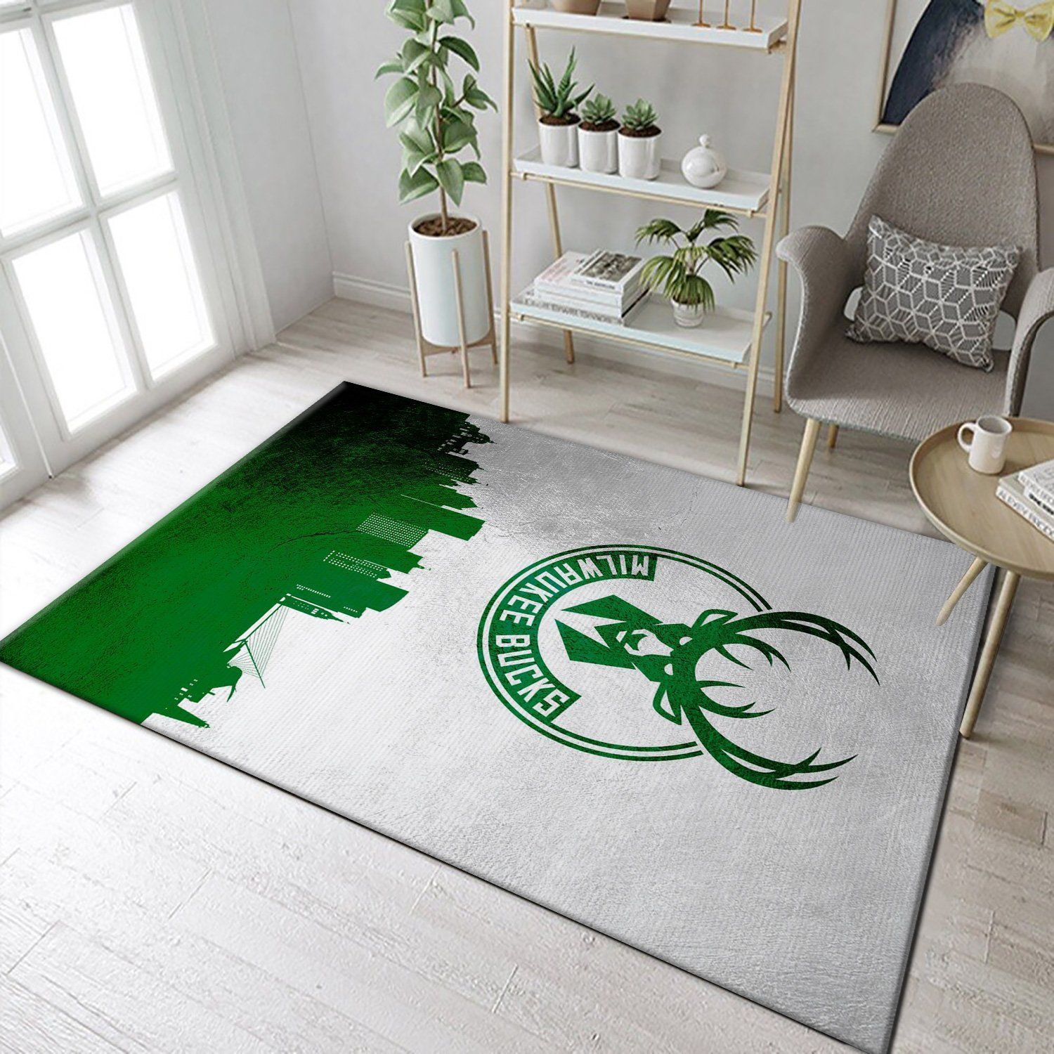 Milwaukee Bucks Skyline Area Rug For Christmas, Living Room Rug, US Gift Decor