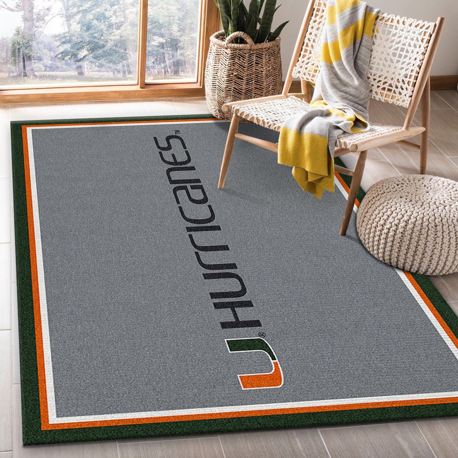 College Spirit Miami Sport Area Rug Team Logo Christmas Gift US Decor