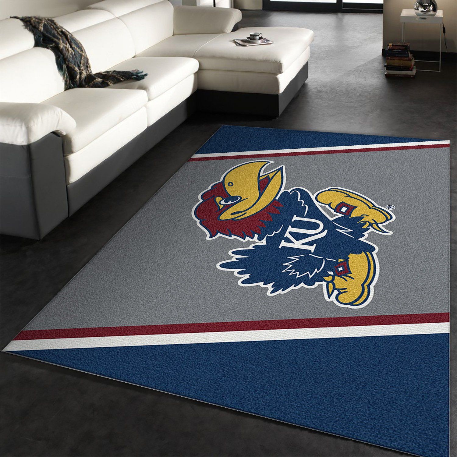 College Spirit Kansas Sport Area Rug Carpet Team Logo Family Gift US Decor