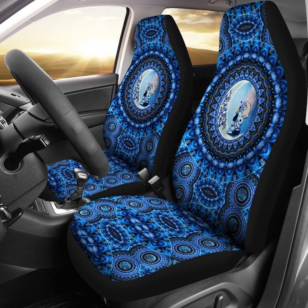 Mandala Love Snoopy Blue Pattern Car Seat Cover