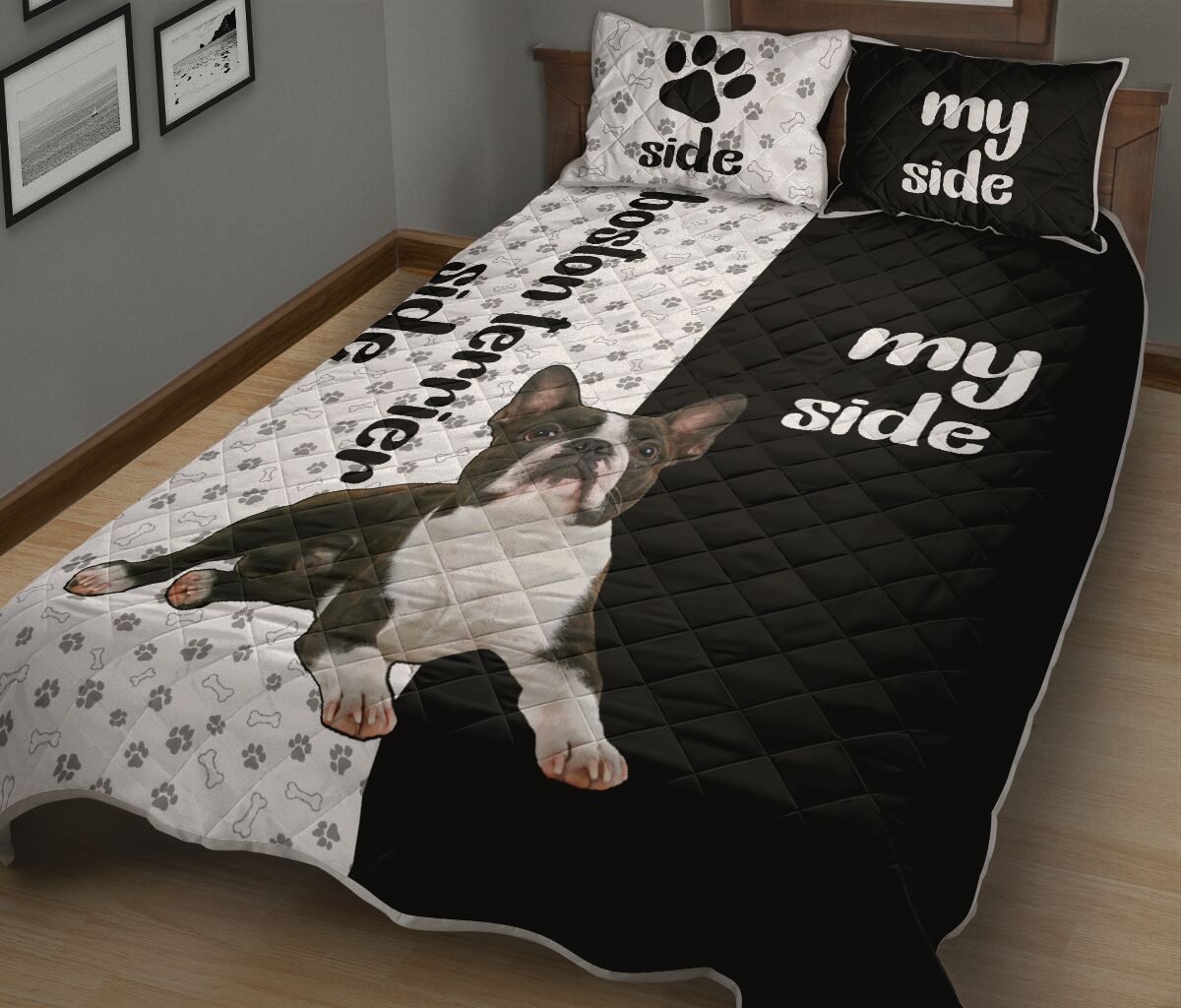 BOSTON TERRIER MY SIDE QUILT BED SET TTKBOS22042003