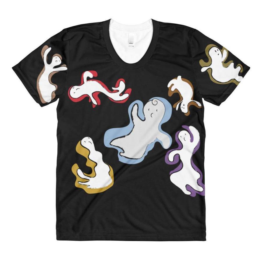 Paris METRO Couture: Many Ghosts Play Unisex 3D All-over Print Tshirt in Black