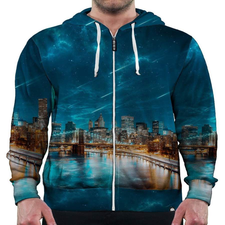 New York City Zip-Up Men/Women All-Over Print 3D Hoodie