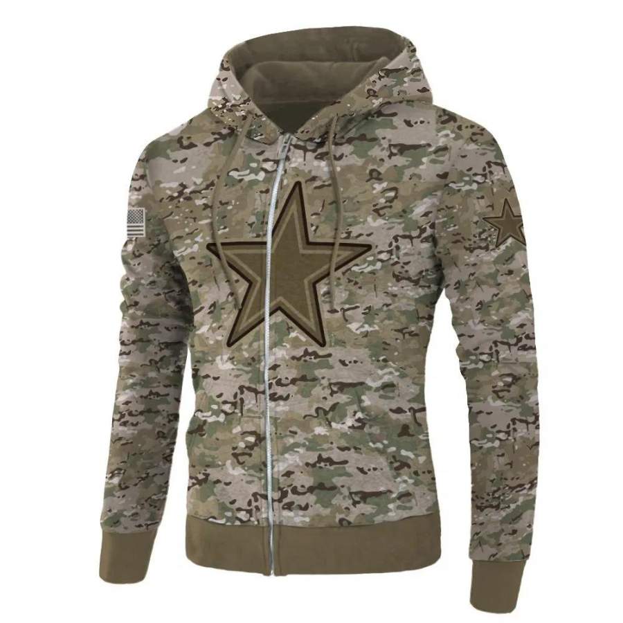 Dallas Cowboys Hoodie Camo Printed 3D Pullover Zip Up Hoodies