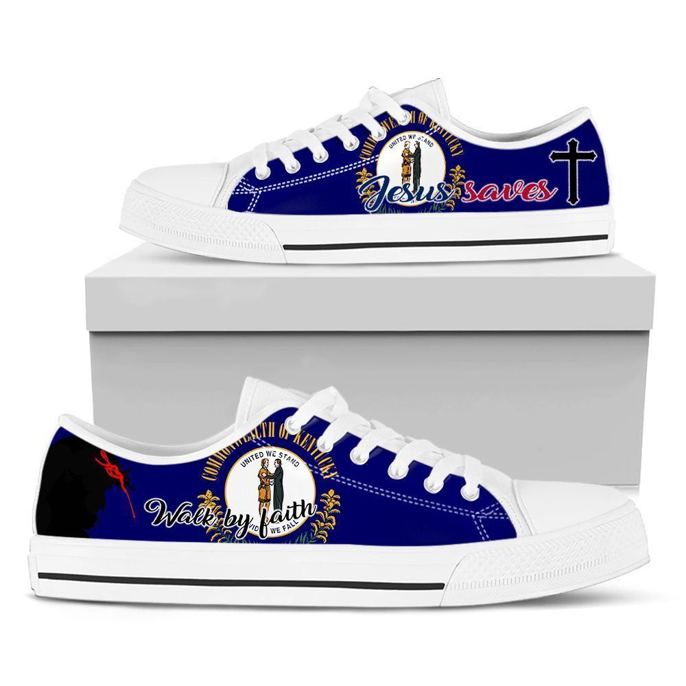 Kentucky Jesus Walk By Faith Men Low Top Shoes