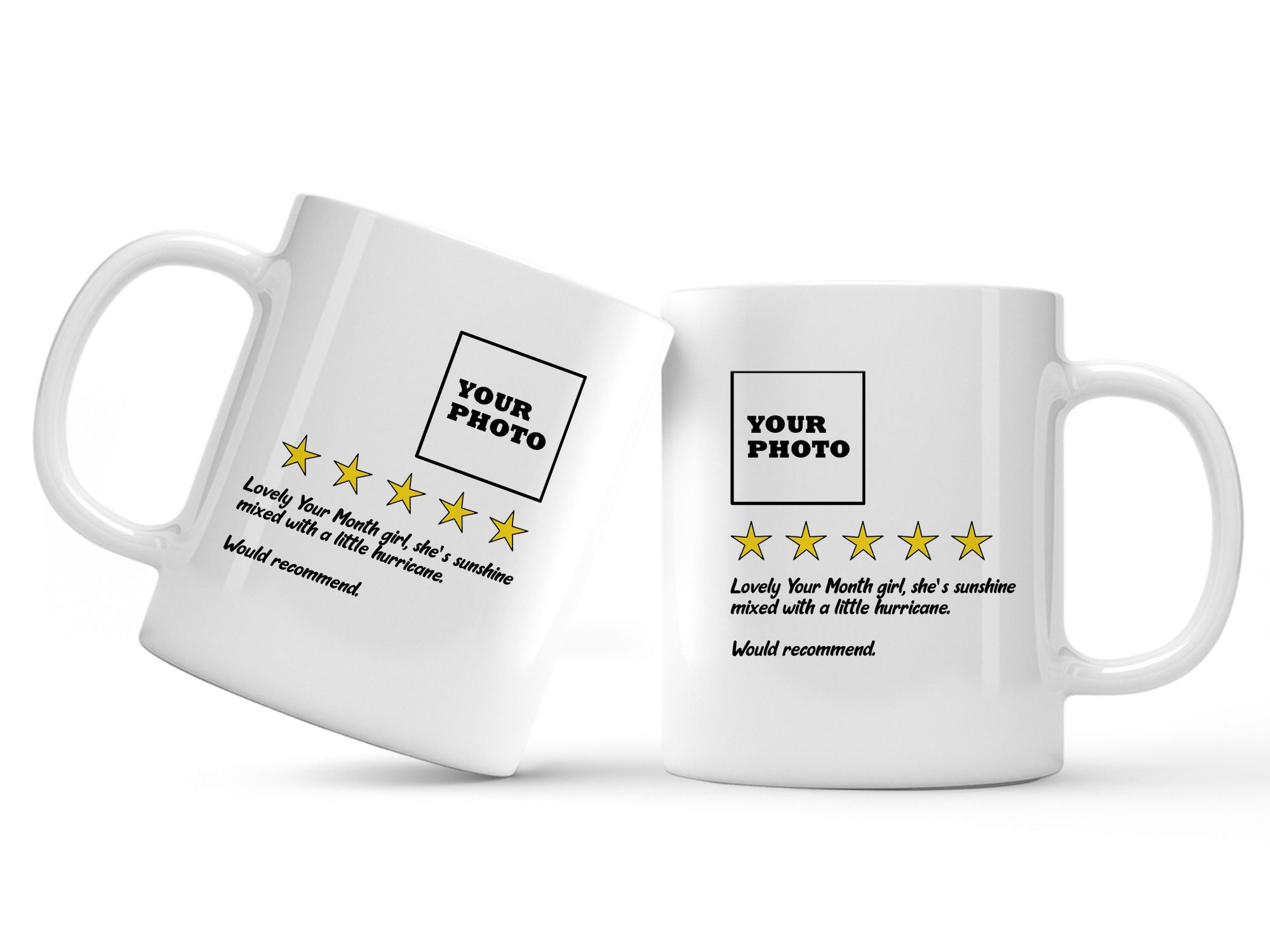 Custom Photo And Custom Text Your Birth Month Five Stars Recommend Mug