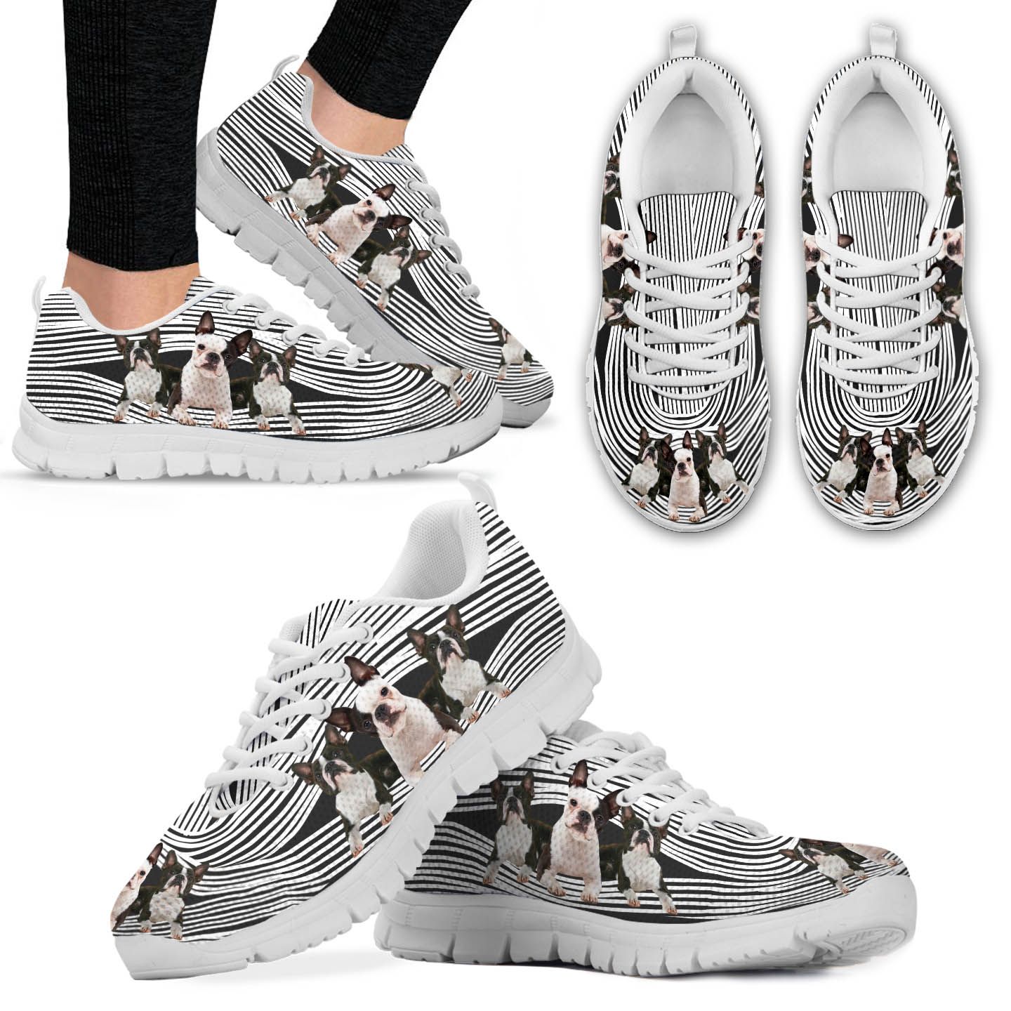 Boston Terriers 3D Women Sneakers For Dogs Lovers