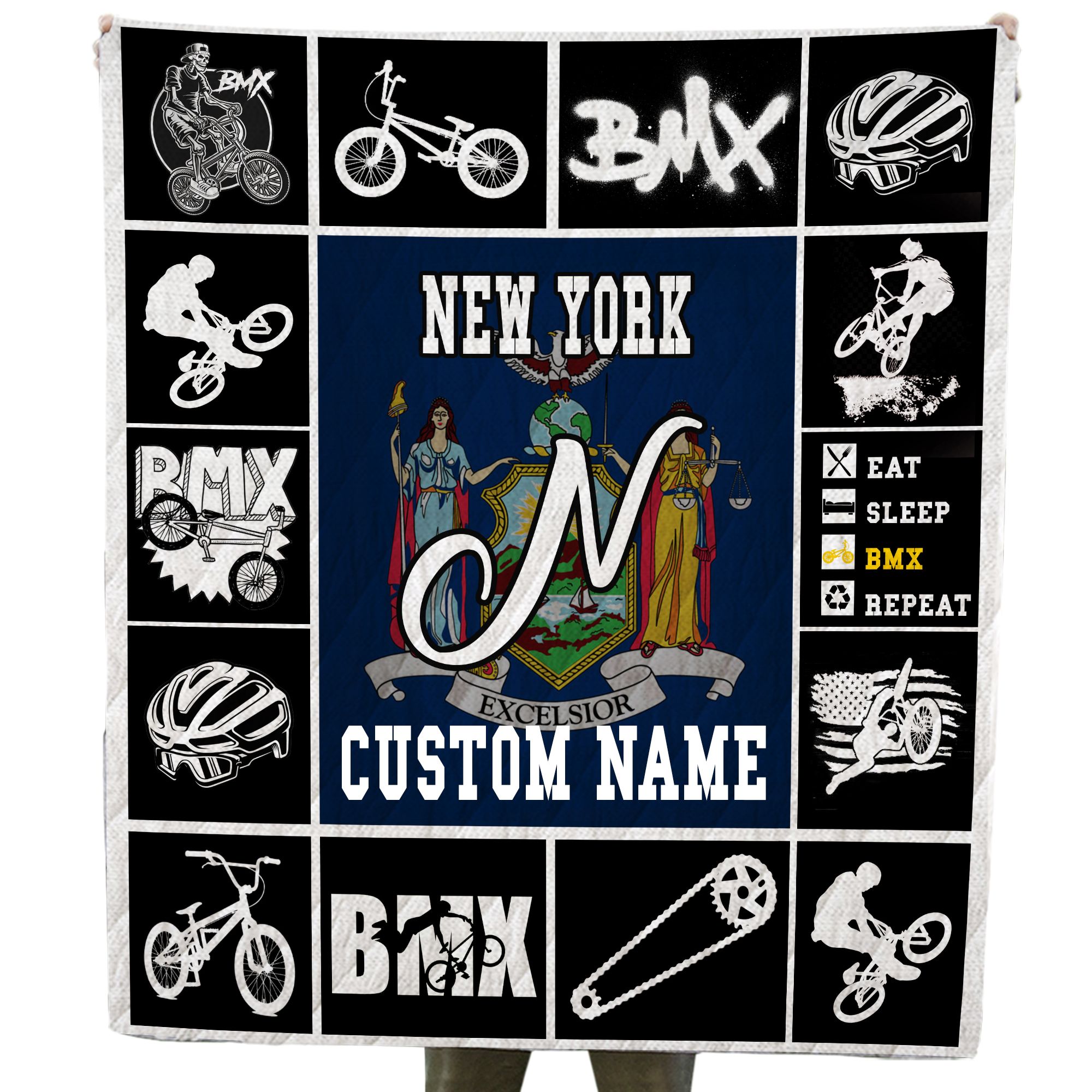 New York BMX Custom Name Quilt For Cycling And Extreme Sports Lovers In Daily Life