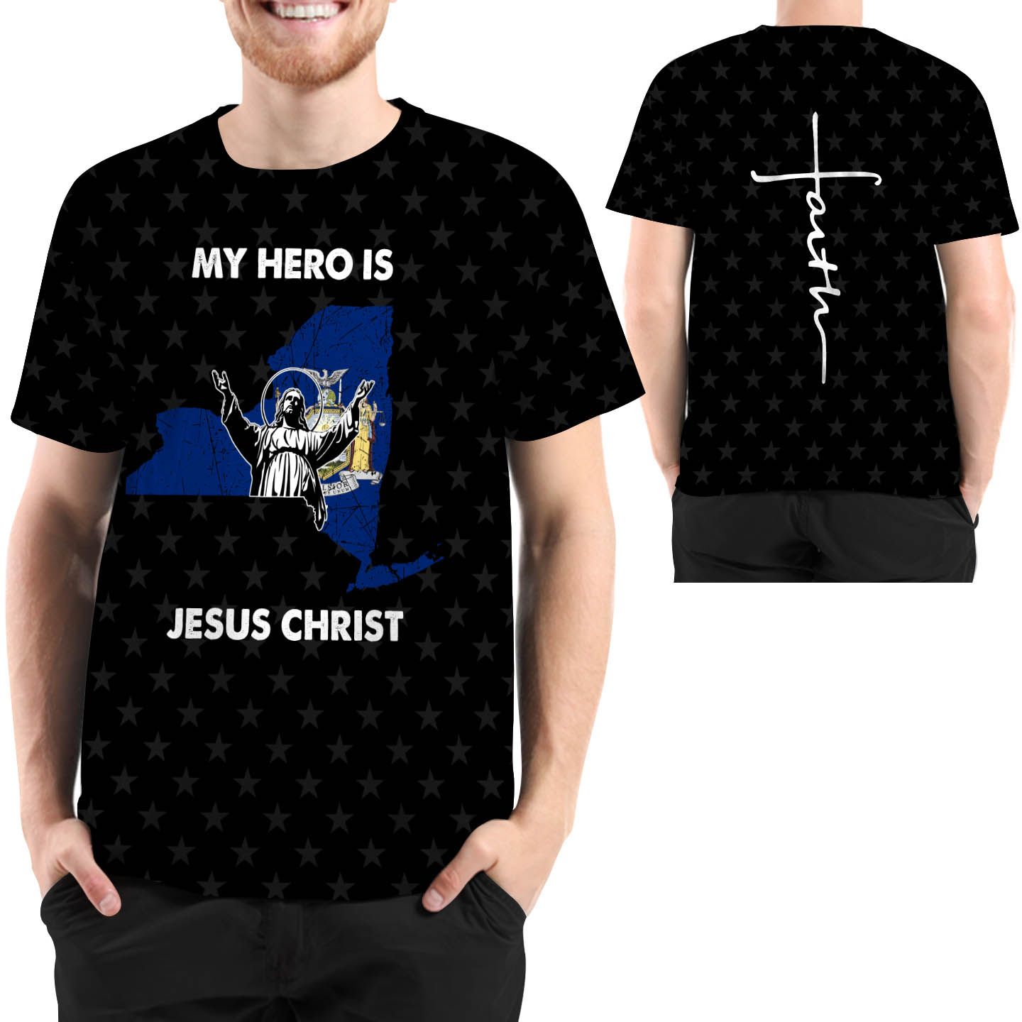 My Hero Is Jesus Christ Faith New York 3D T Shirt For God Lovers In New York