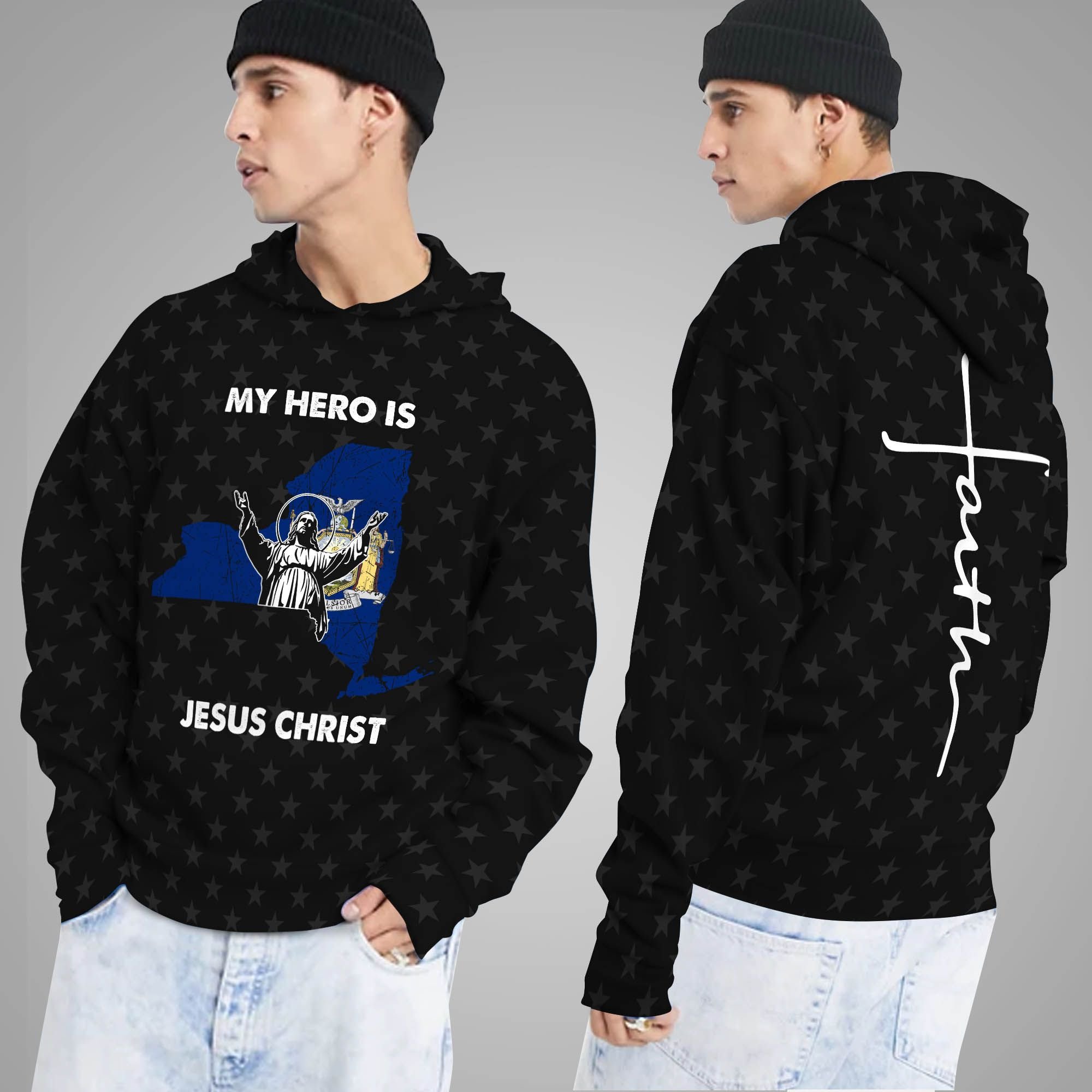 My Hero Is Jesus Christ Faith New York3D Hoodie Shirt For God Lovers In New York