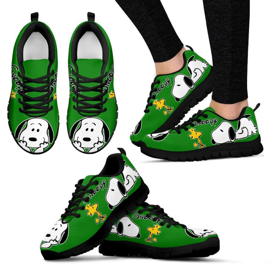 Forest Green Snoopy Sneakers Snoopy Shoes For Women