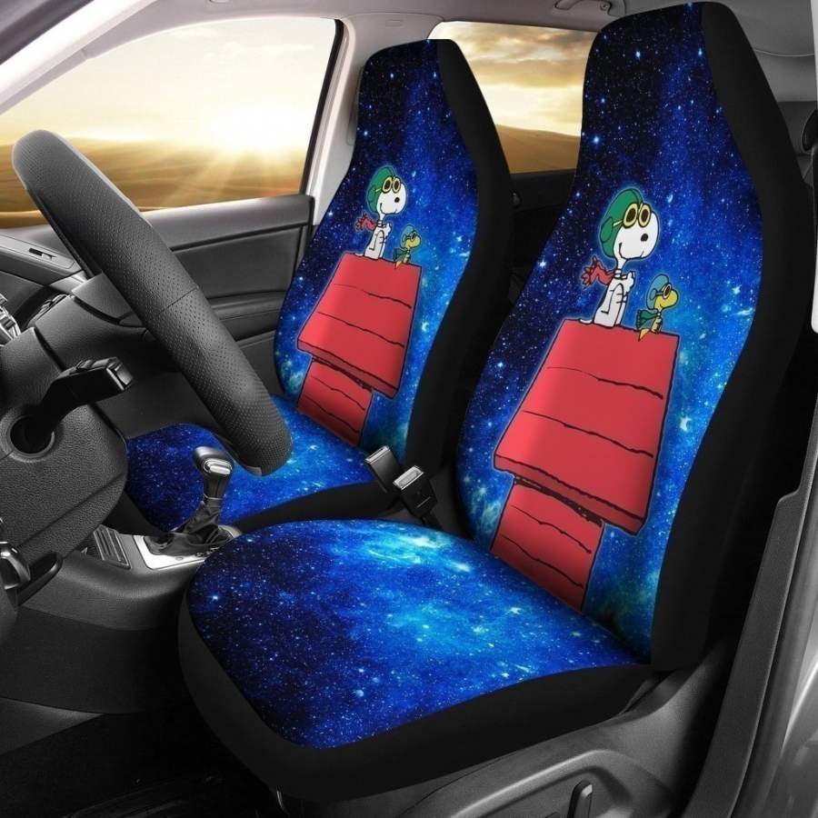 Blue Universal Snoopy Flying Red Baron Car Seat Cover