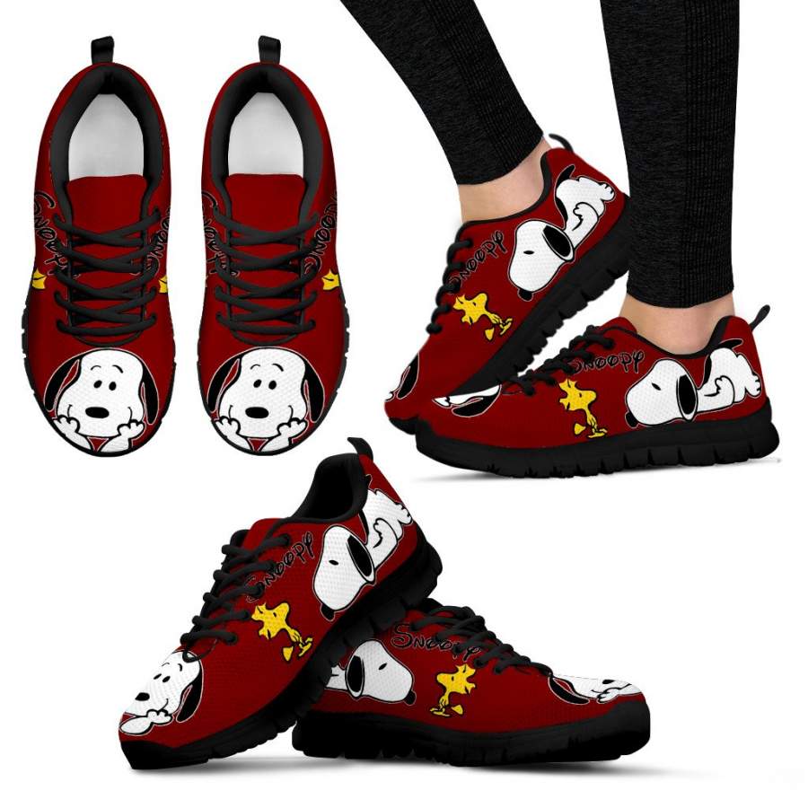 Maroon Snoopy Sneakers Snoopy Shoes For Women