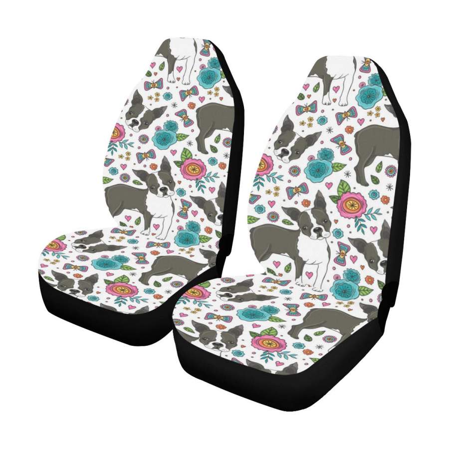 Boston Terrier Car Seat Covers (Set of 2 ) Universal Fit Most Cars Trucks and SUVs