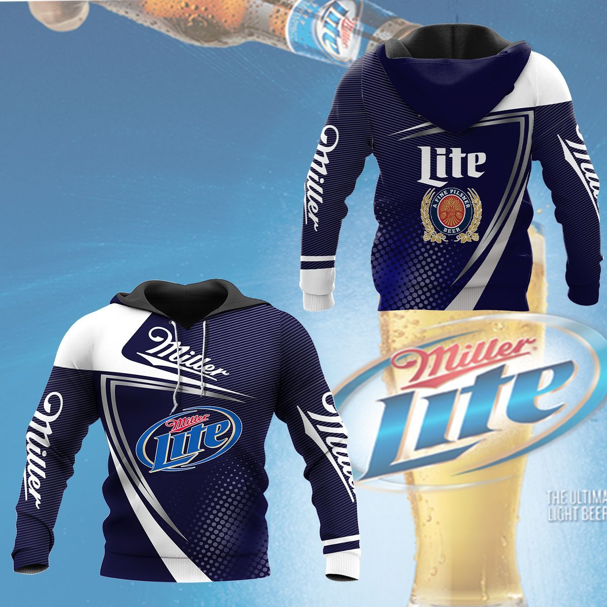 3D All Over Printed Miller Lite NCT- HA Shirts Ver 1 (Dark Blue)