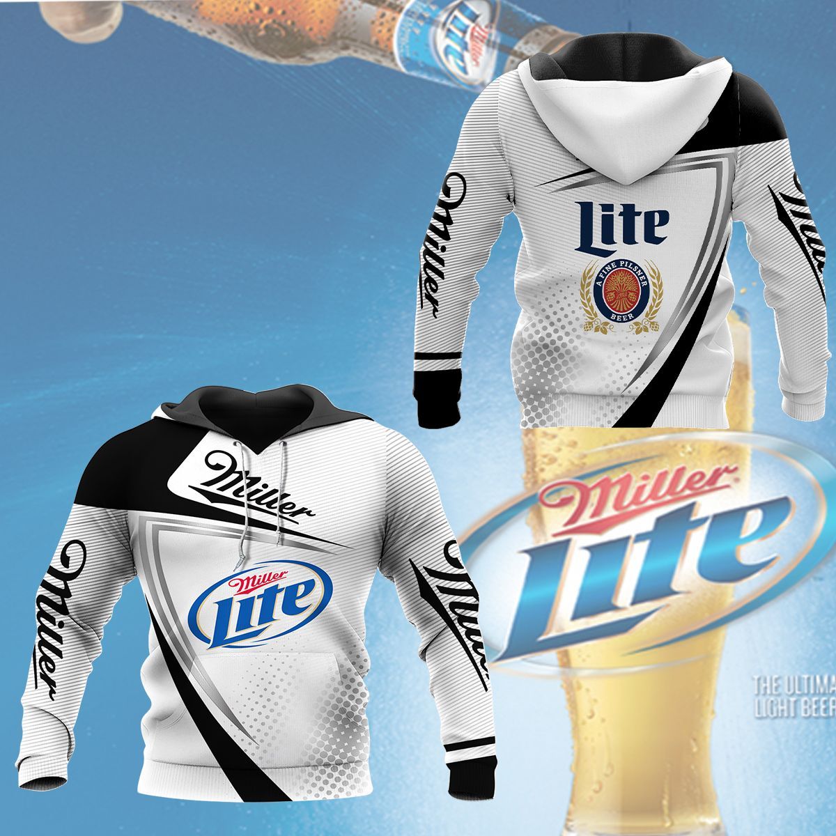 3D All Over Printed Miller Lite NCT- HA Shirts Ver 1 (White)