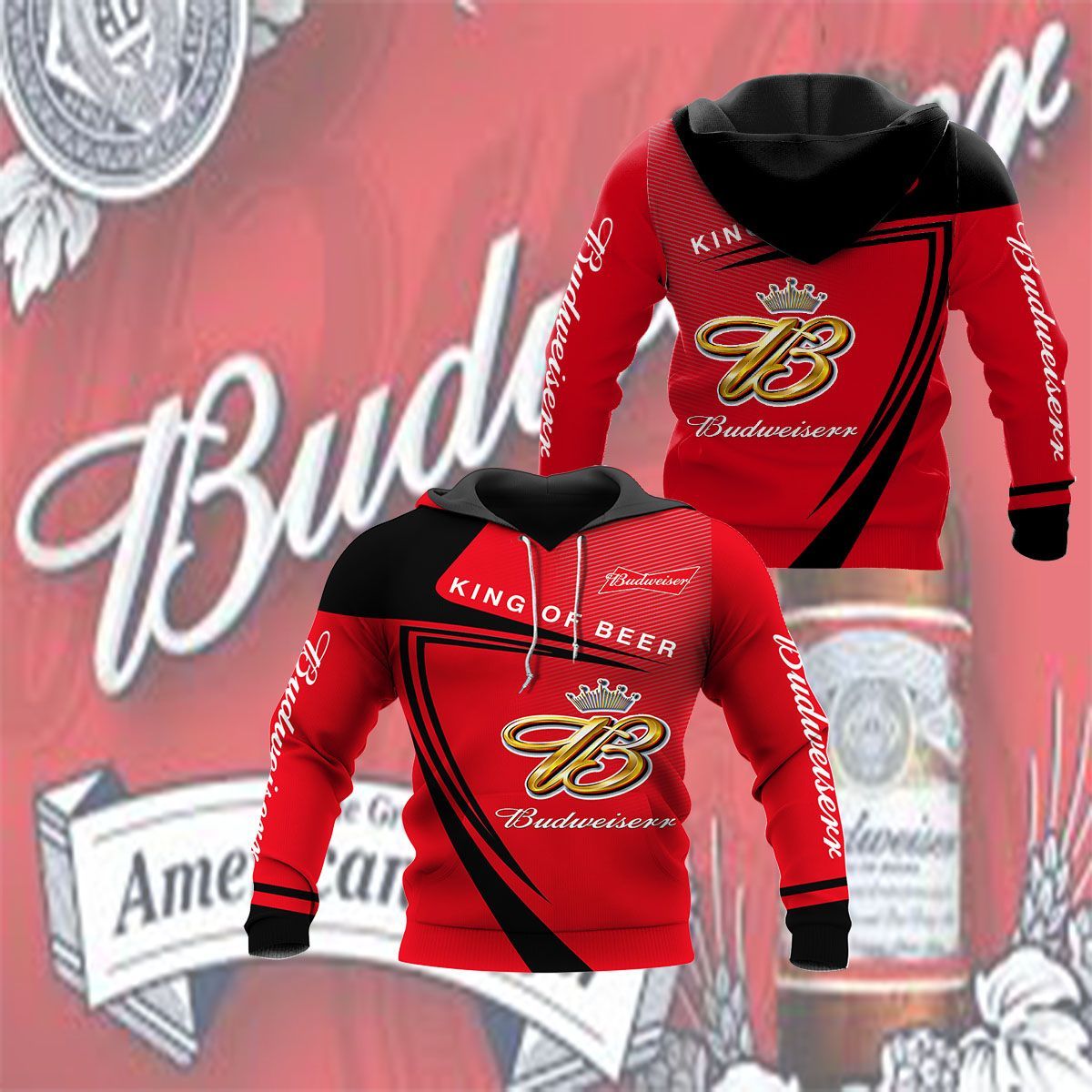 3D All Over Printed Budweiser Shirt BDA – HA Shirts Ver 2 (Red)