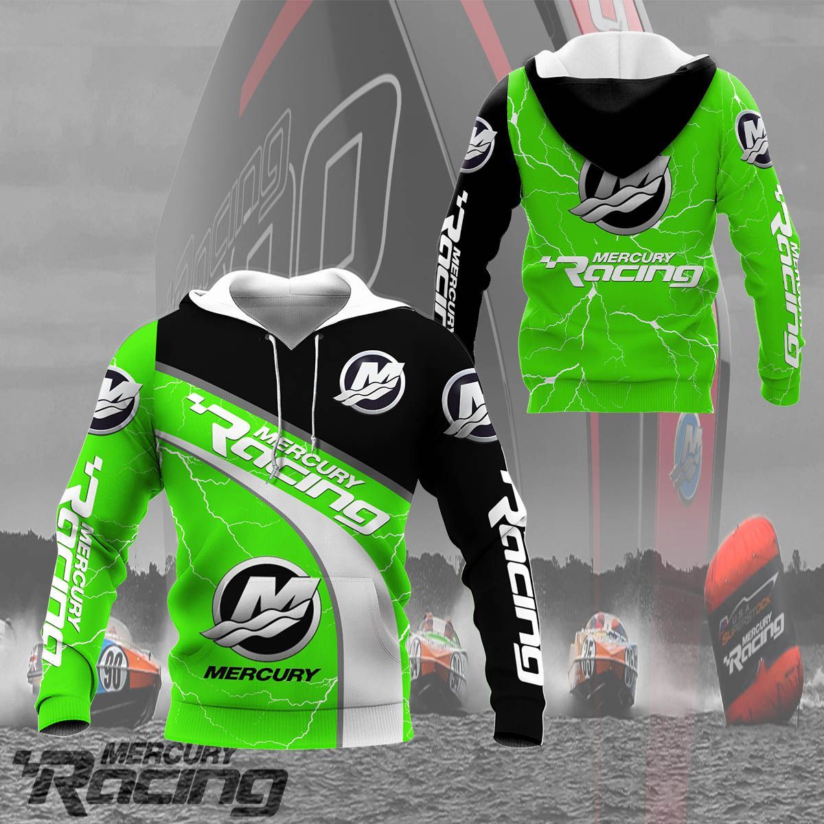 3D All Over Printed Mercury Racing NCT- NH Shirts Ver 3 (Green & Black)