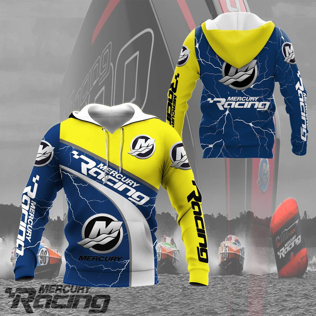 3D All Over Printed Mercury Racing NCT- NH Shirts Ver 3 (Blue & Yellow)