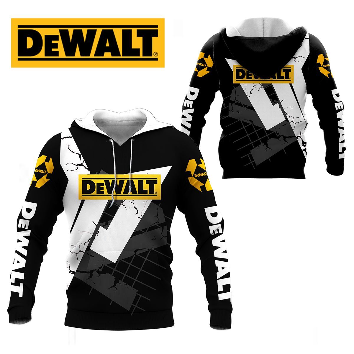 3D All Over Printed Dewalt NTH-HA Shirts Ver 3 (Black & White)