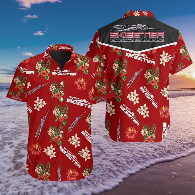 3D All Over Printed Skeeter Boats- BDA HAWAIIAN Shirts Ver 1 (Red)