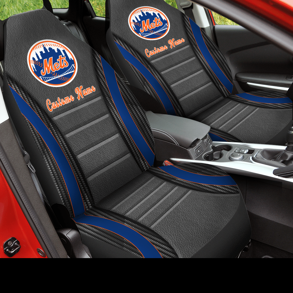 New York Mets Custom Name Car Seat Covers (Set Of 2) – V2