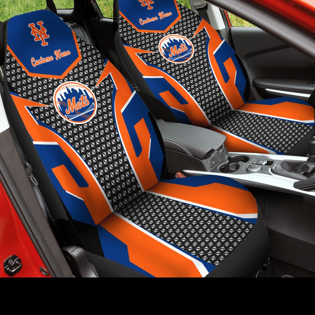 New York Mets Custom Name Car Seat Covers (Set Of 2) – V1