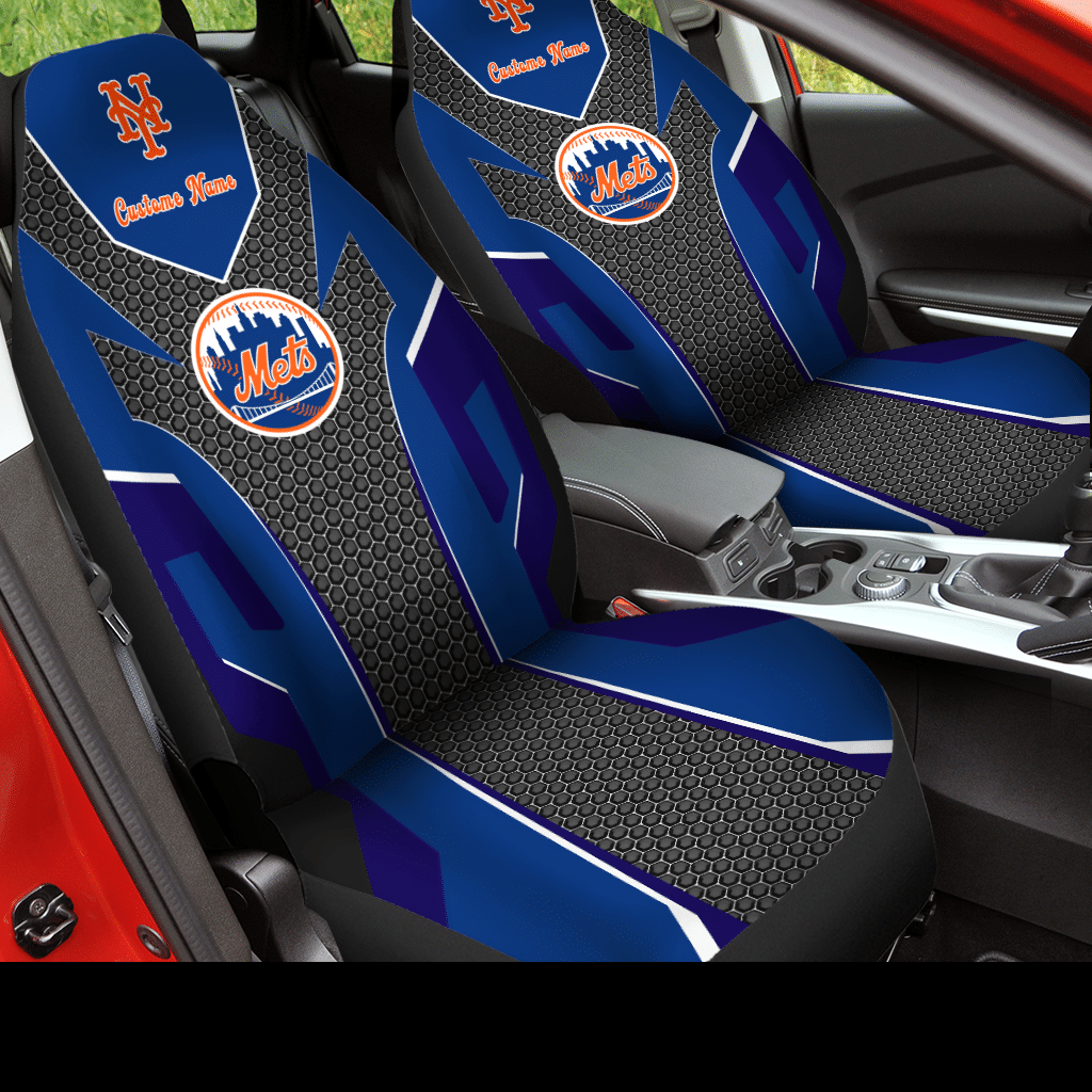 New York Mets Custom Name Car Seat Covers (Set Of 2) – V3