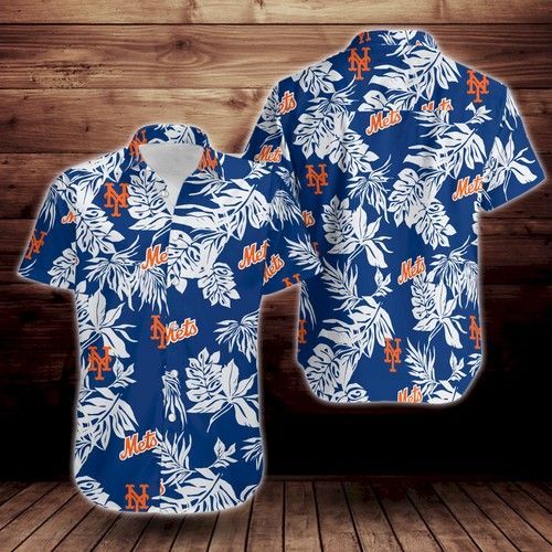 New York Mets Tropical Flower Short Sleeve Hawaiian Shirt