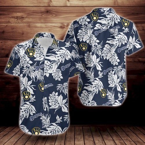 Milwaukee Brewers Tropical Flower Short Sleeve Hawaiian Shirt