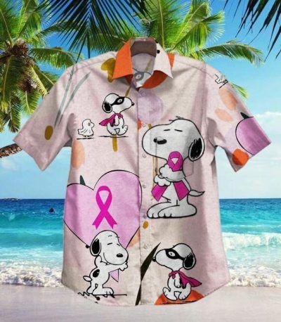 Gettyshirt Hot Snoopy And Cancer Campaign Vintage Cotton Mens Hawaiian Shirt