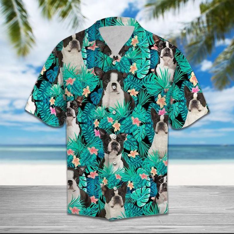 Boston Terrier Blue Awesome Design Unisex Hawaiian Shirt For Men And Women Dhc17064020