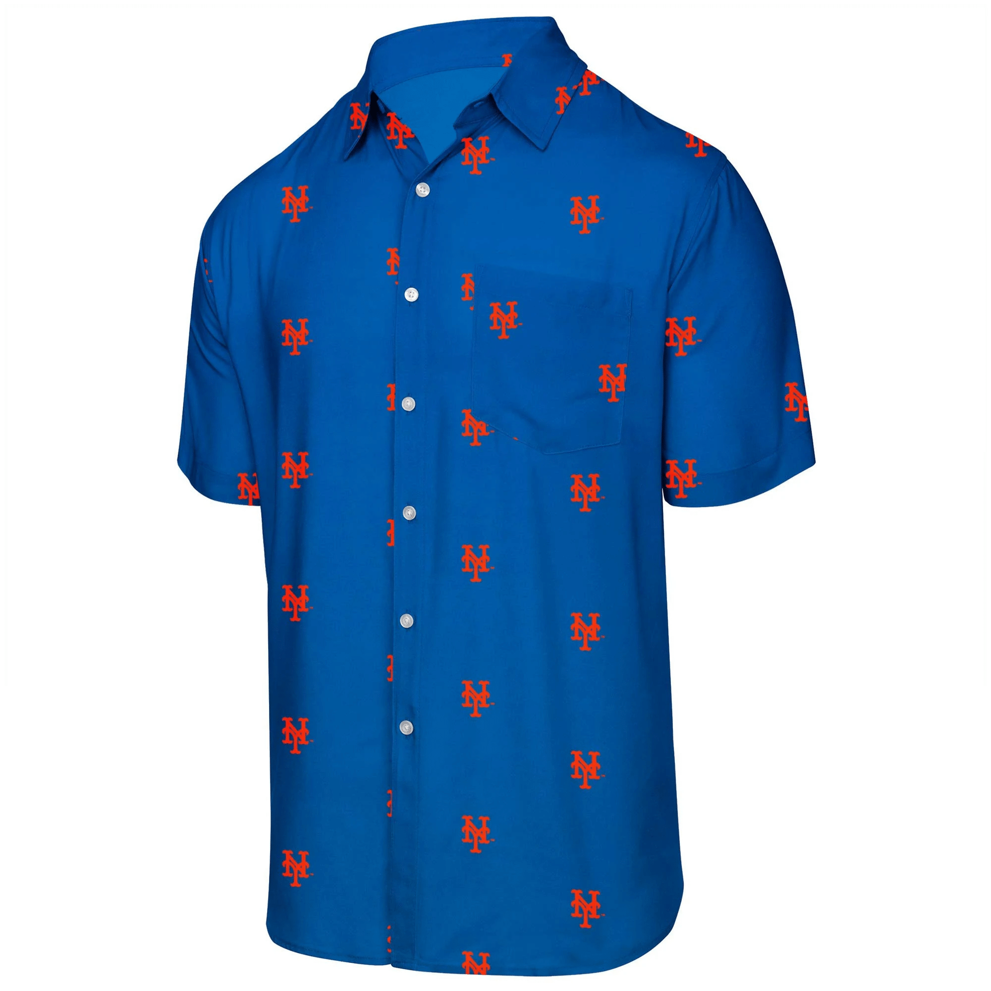 New York Mets Mini Print Logo Button Up Royal Hawaiian Aloha Shirts Aloha Shirts