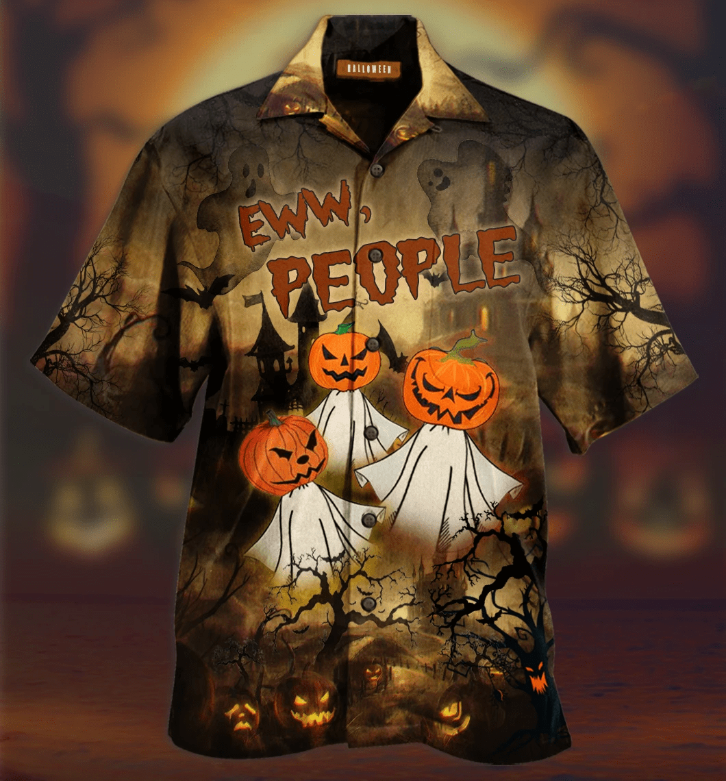 Hawaiian Aloha Shirts Halloween Eww People Pumpkin Ghost