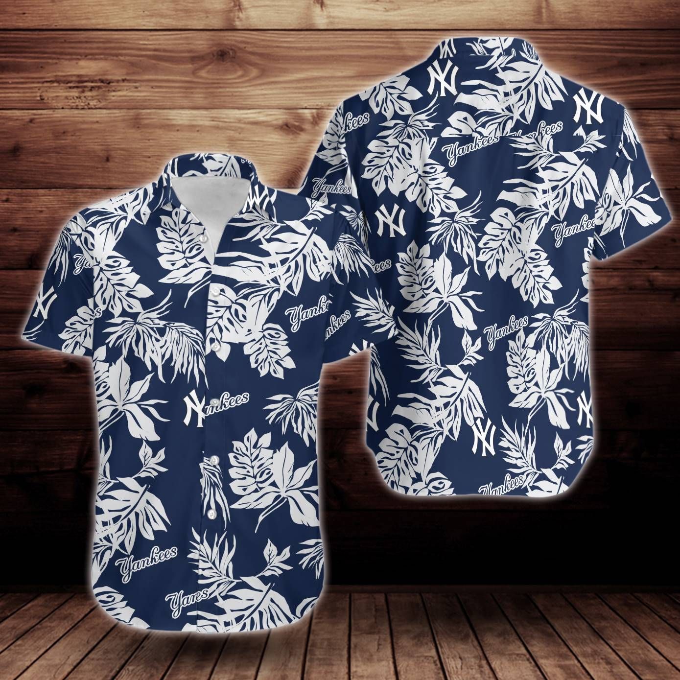 New York Yankees Tropical Flower Short Sleeve Hawaiian Aloha Shirts Aloha Shirts